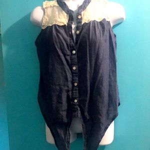 Denim and lace top
